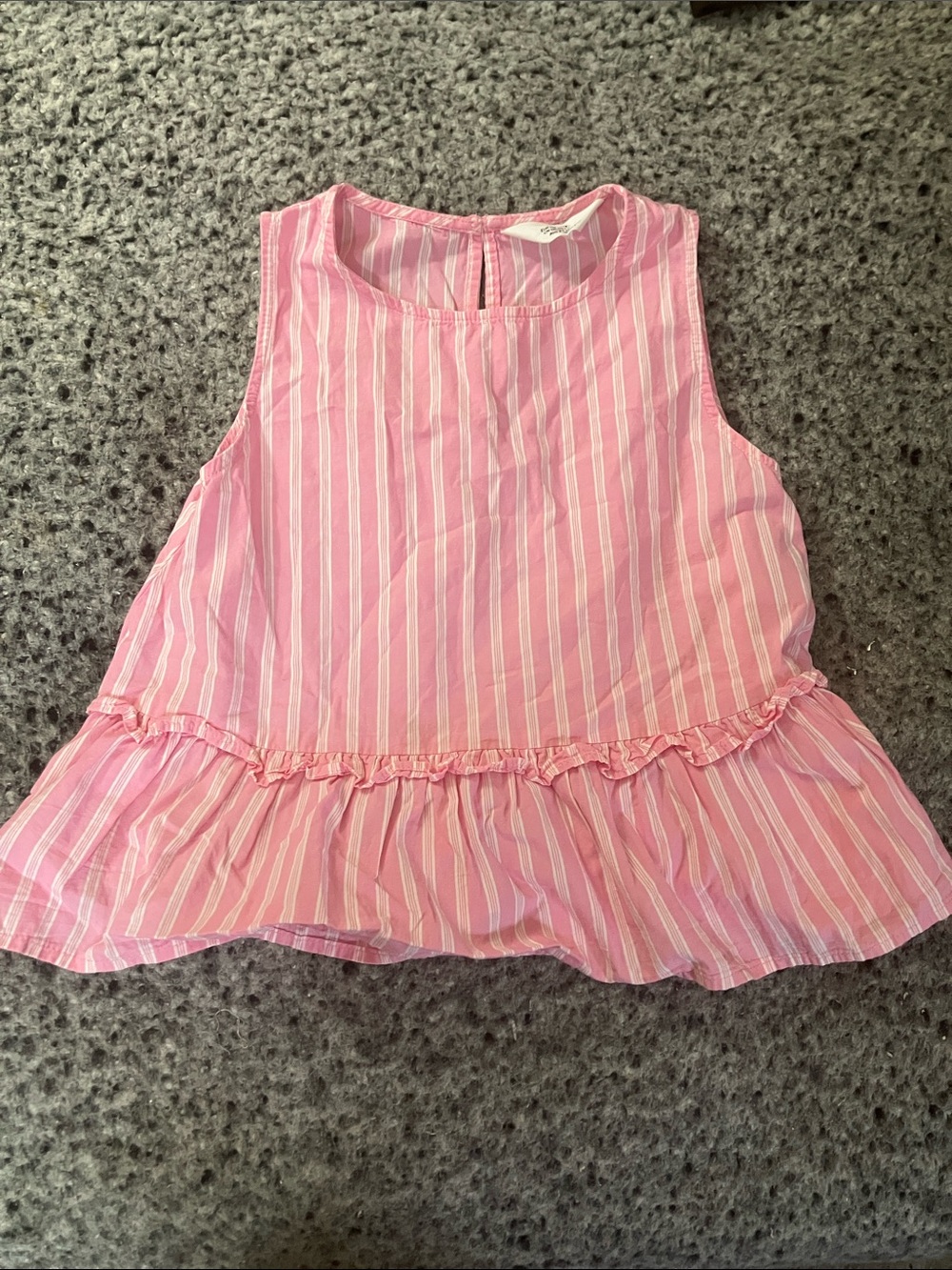 H&M peplum pink and white stripe top
